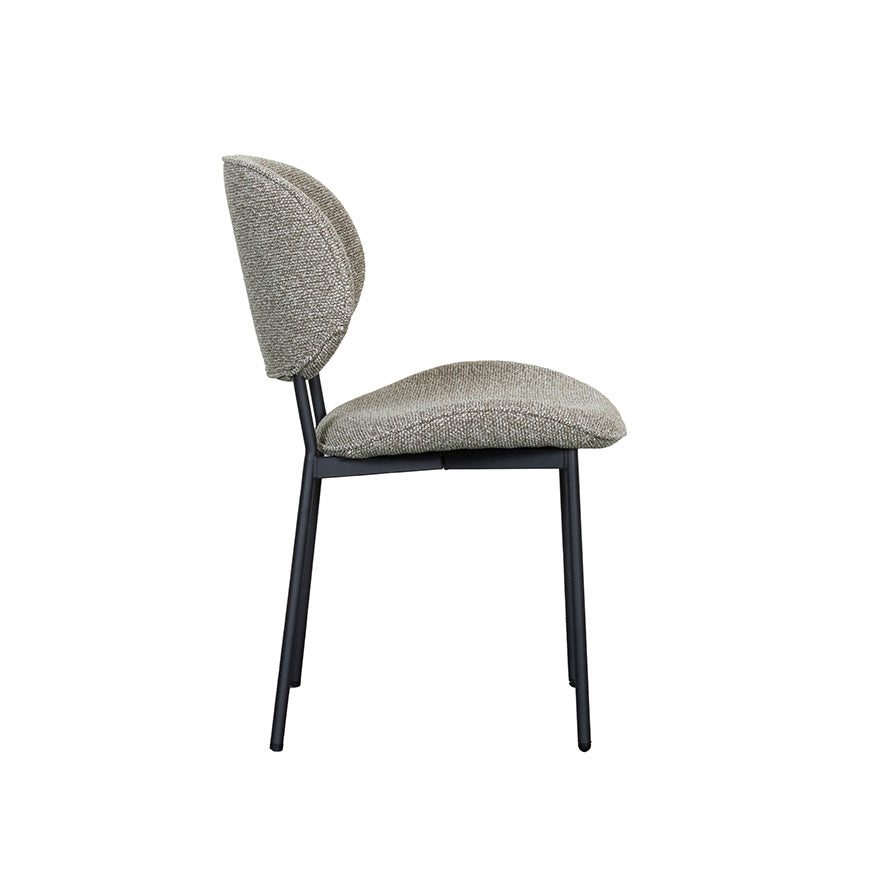 Eetkamerstoel Senn - Mushroom - Royal Boucle - Zwart Metalen Frame