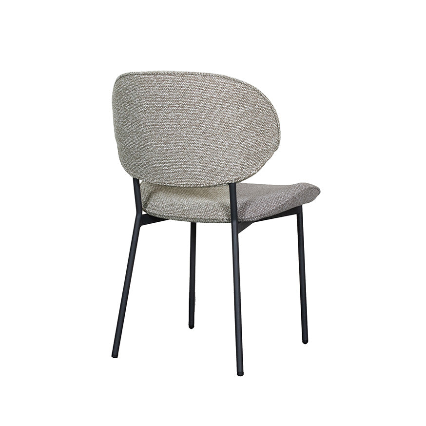 Eetkamerstoel Senn - Mushroom - Royal Boucle - Zwart Metalen Frame
