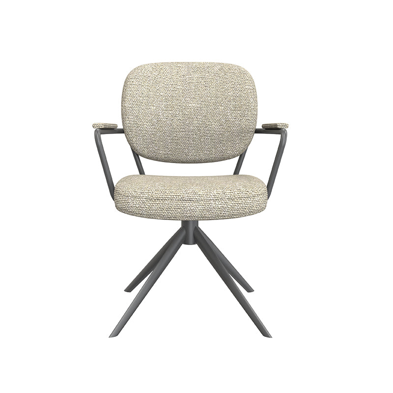 Eetkamerstoel Basel - Naturel - Royal Boucle - Zwart Metalen Frame