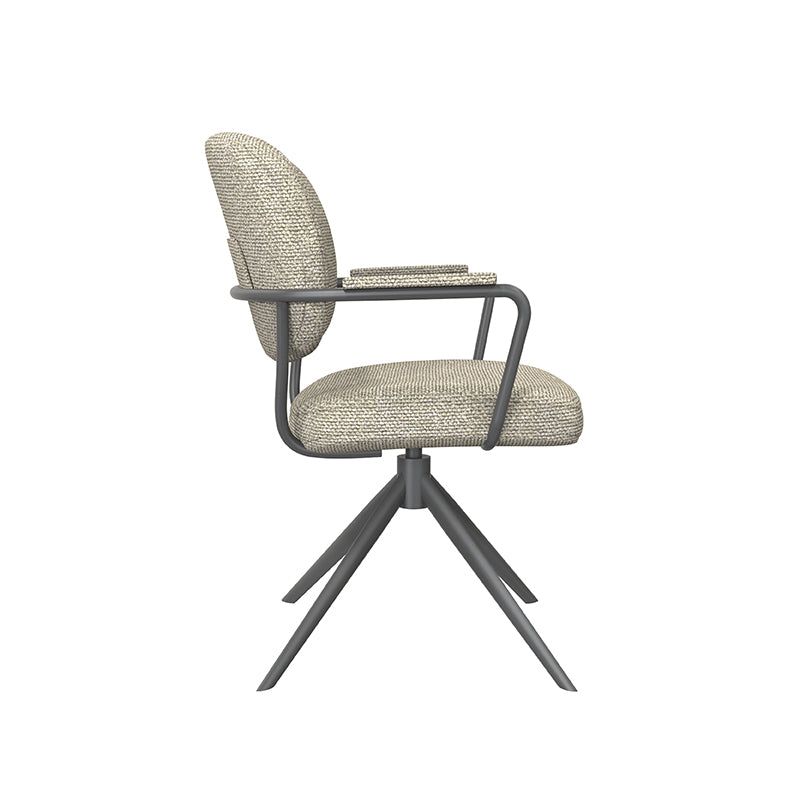 Eetkamerstoel Basel - Naturel - Royal Boucle - Zwart Metalen Frame