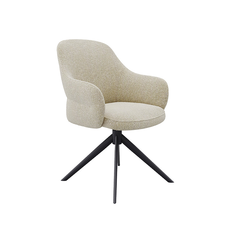 Eetkamerstoel Bern - Naturel - Royal Boucle - Zwart Metalen Frame