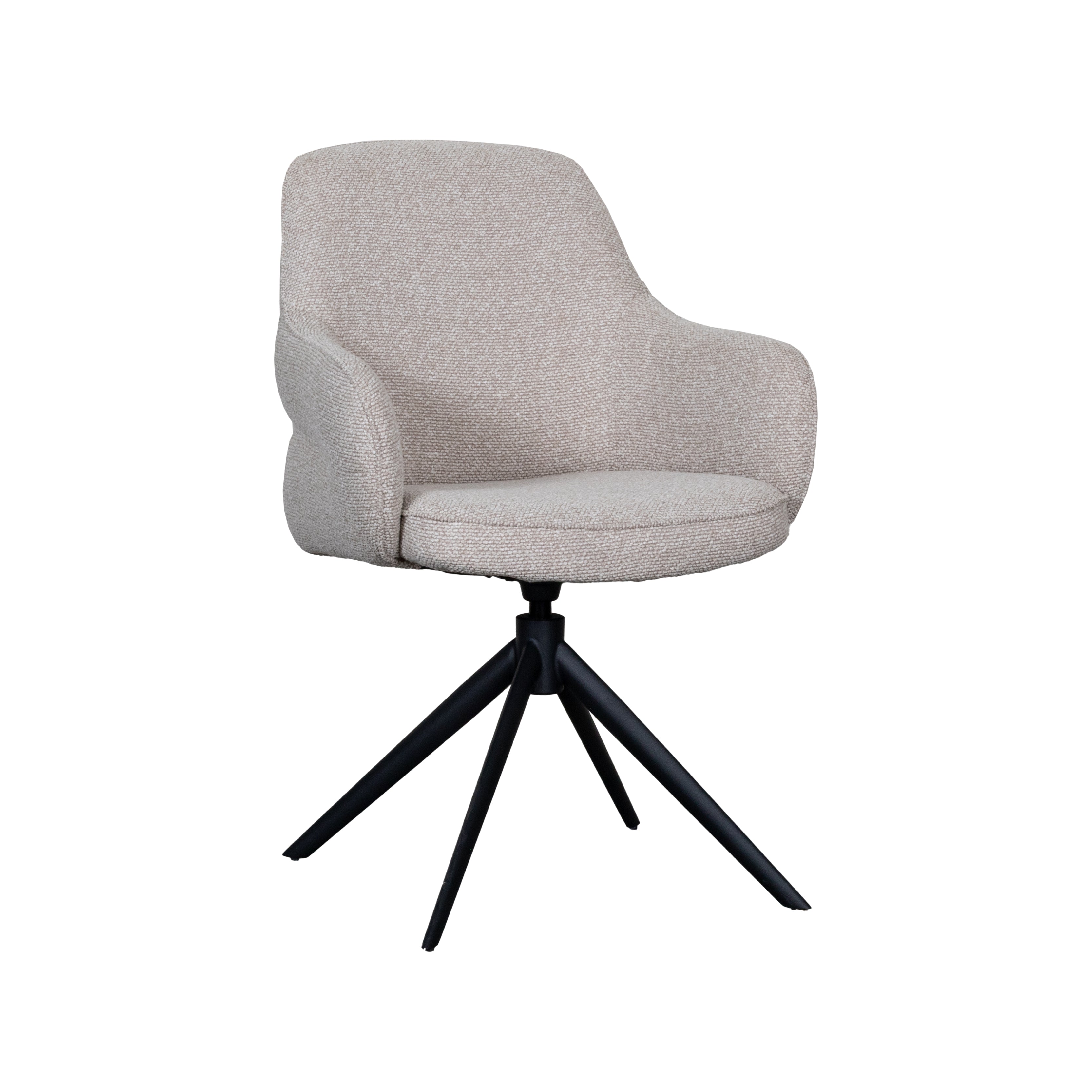 Eetkamerstoel Bern - Naturel - Boucle - Zwart Metalen Frame