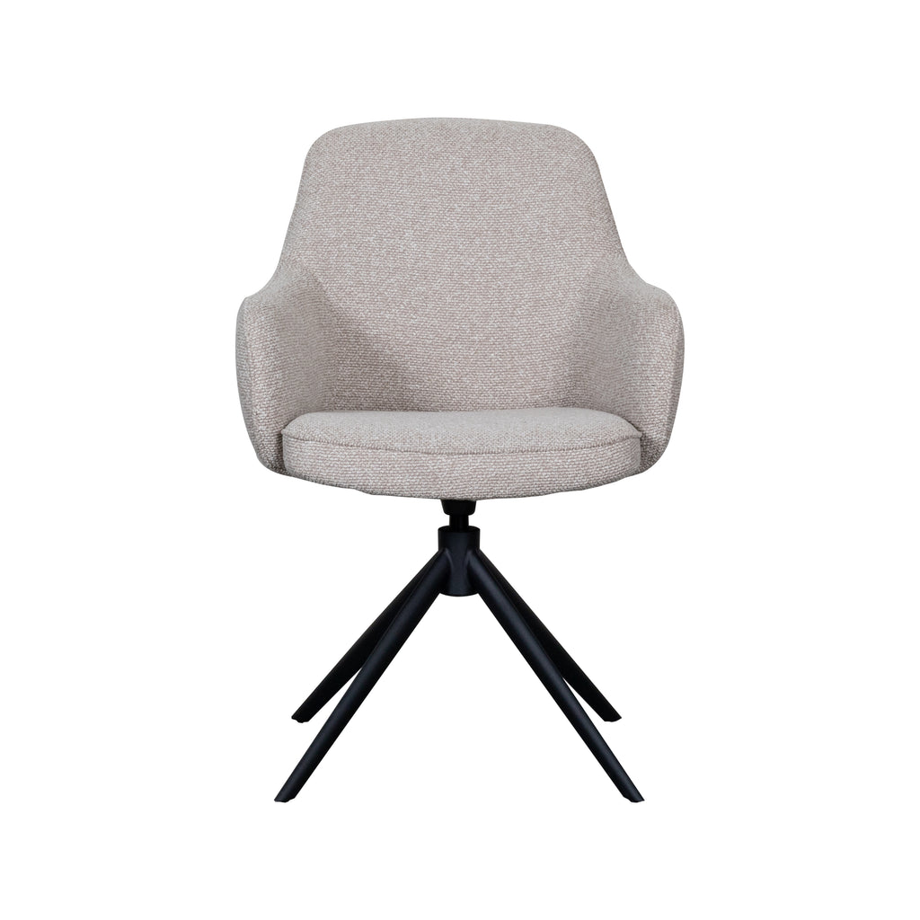 Eetkamerstoel Bern - Naturel - Boucle - Zwart Metalen Frame