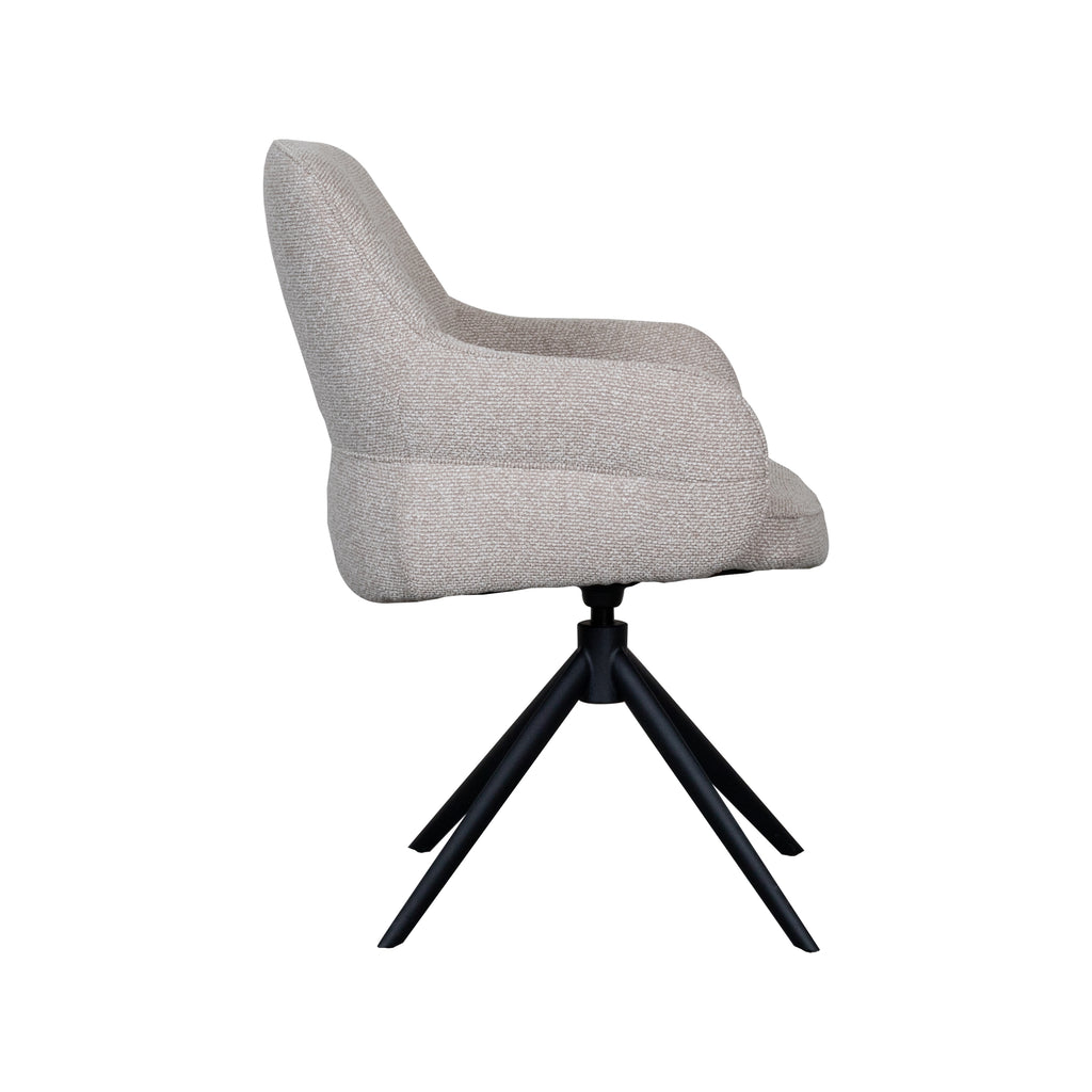 Eetkamerstoel Bern - Naturel - Boucle - Zwart Metalen Frame