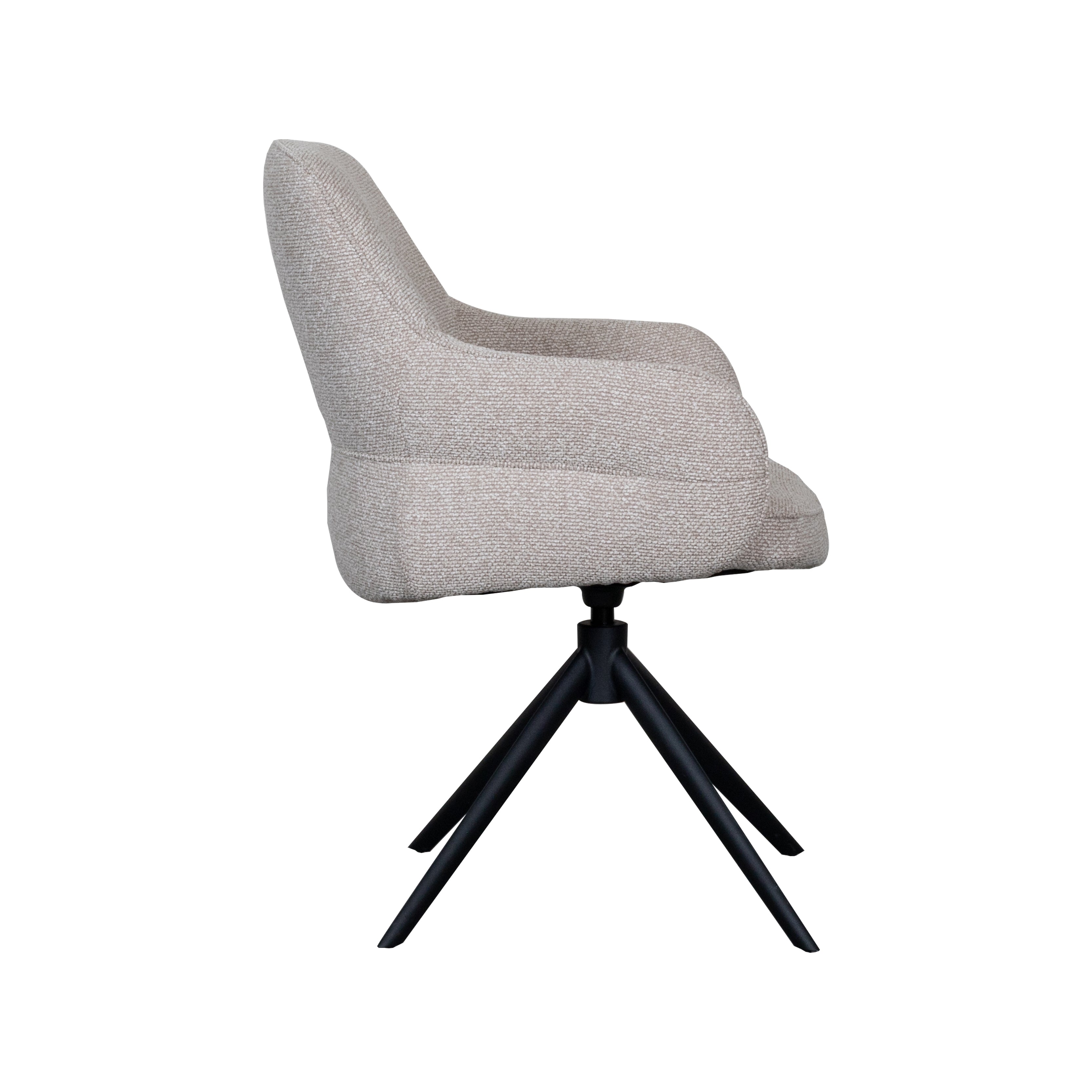Eetkamerstoel Bern - Naturel - Boucle - Zwart Metalen Frame