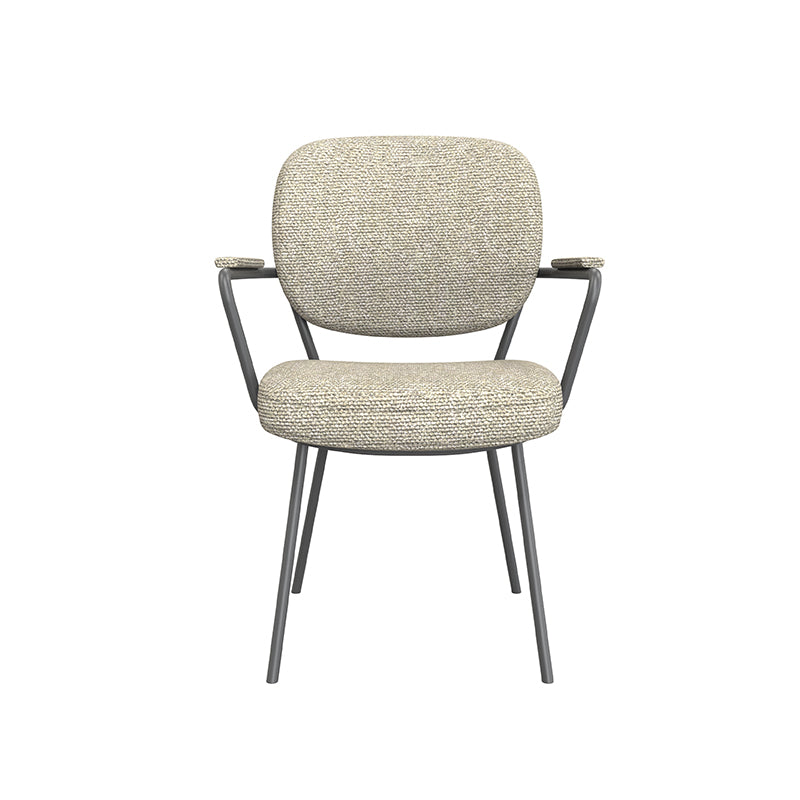 Eetkamerstoel Lausanne - Naturel - Royal Boucle - Zwart Metalen Frame