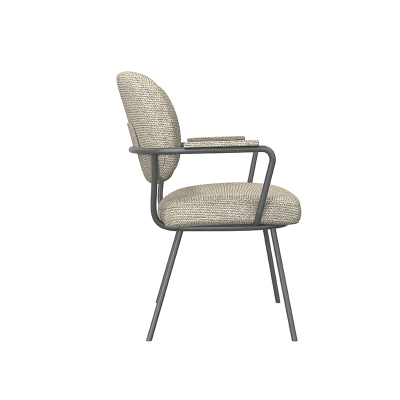 Eetkamerstoel Lausanne - Naturel - Royal Boucle - Zwart Metalen Frame