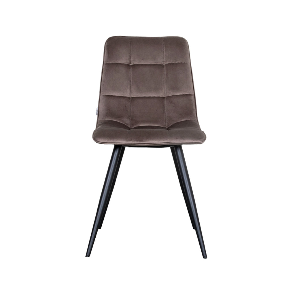 Eetkamerstoel Bistro - Taupe - Fluweel - Zwart Metalen Frame