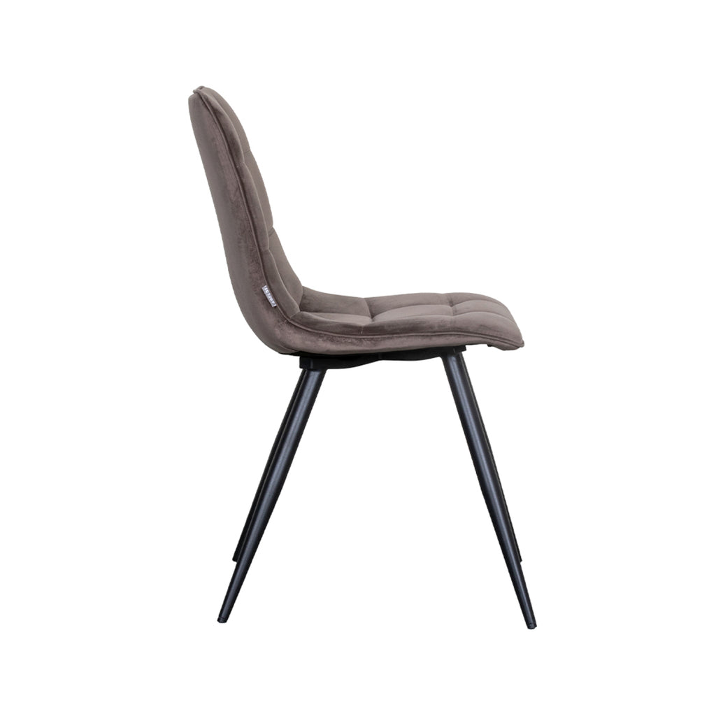 Eetkamerstoel Bistro - Taupe - Fluweel - Zwart Metalen Frame