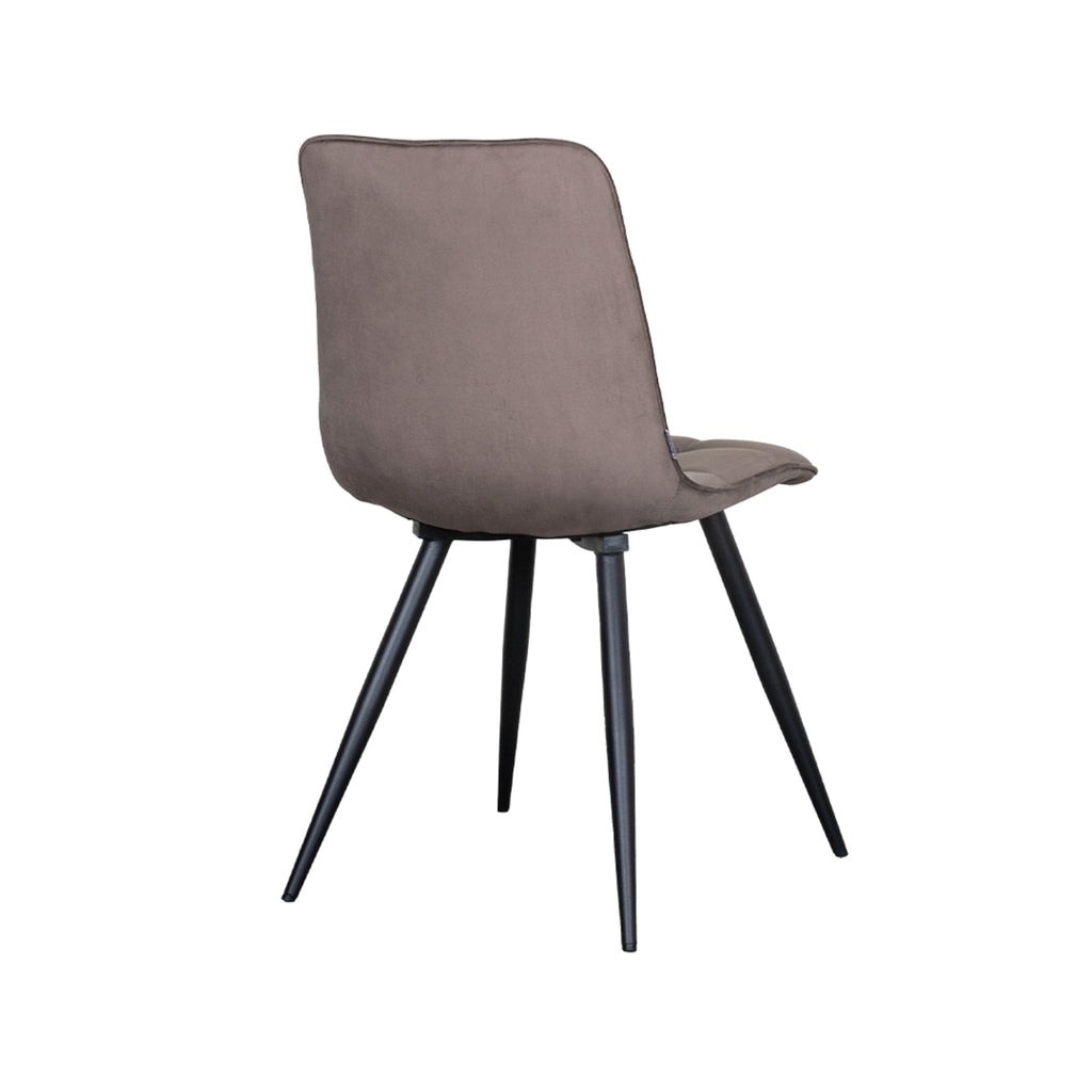 Eetkamerstoel Bistro - Taupe - Fluweel - Zwart Metalen Frame