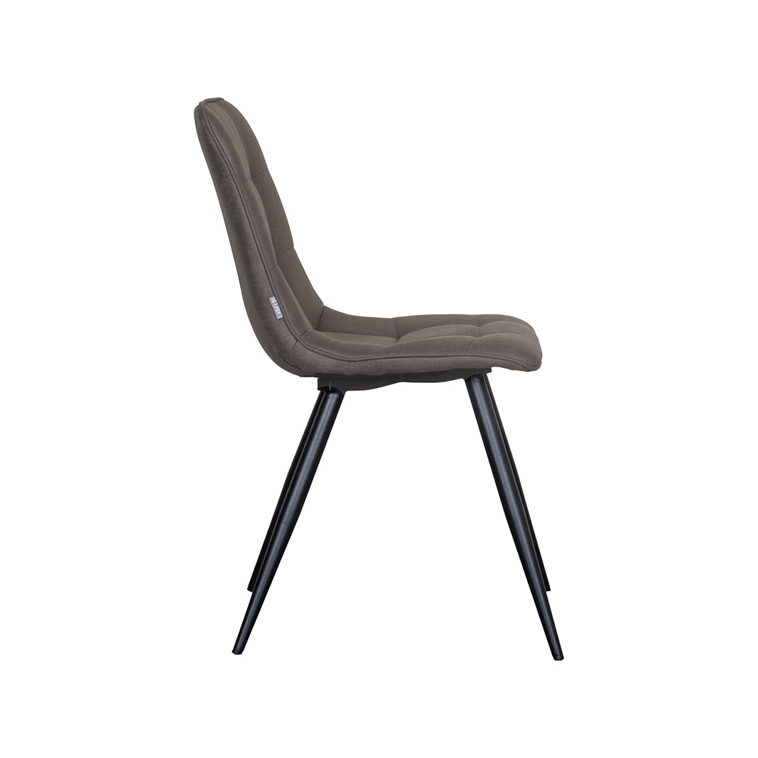 Eetkamerstoel Bistro - Antraciet - Kunstleder - Zwart Metalen Frame