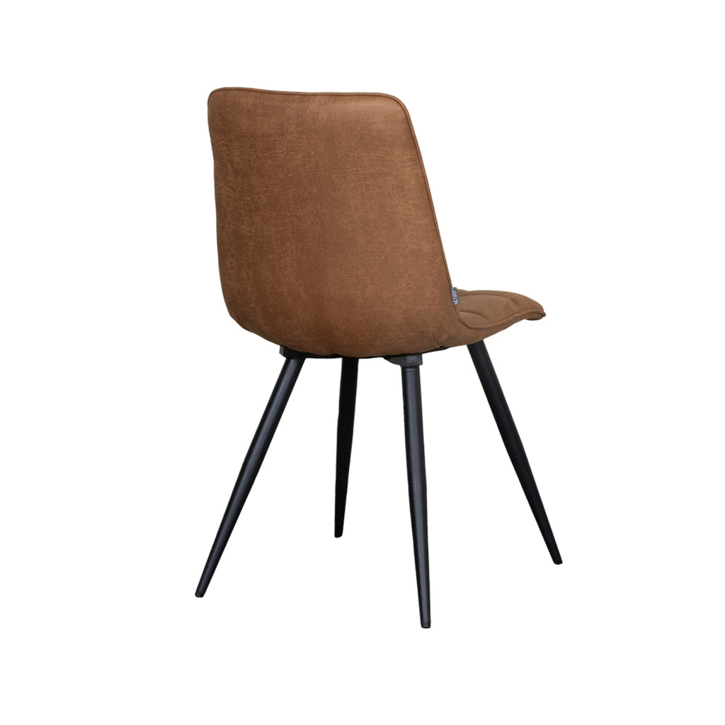 Eetkamerstoel Bistro - Cognac - Micro Suede - Zwart Metalen Frame