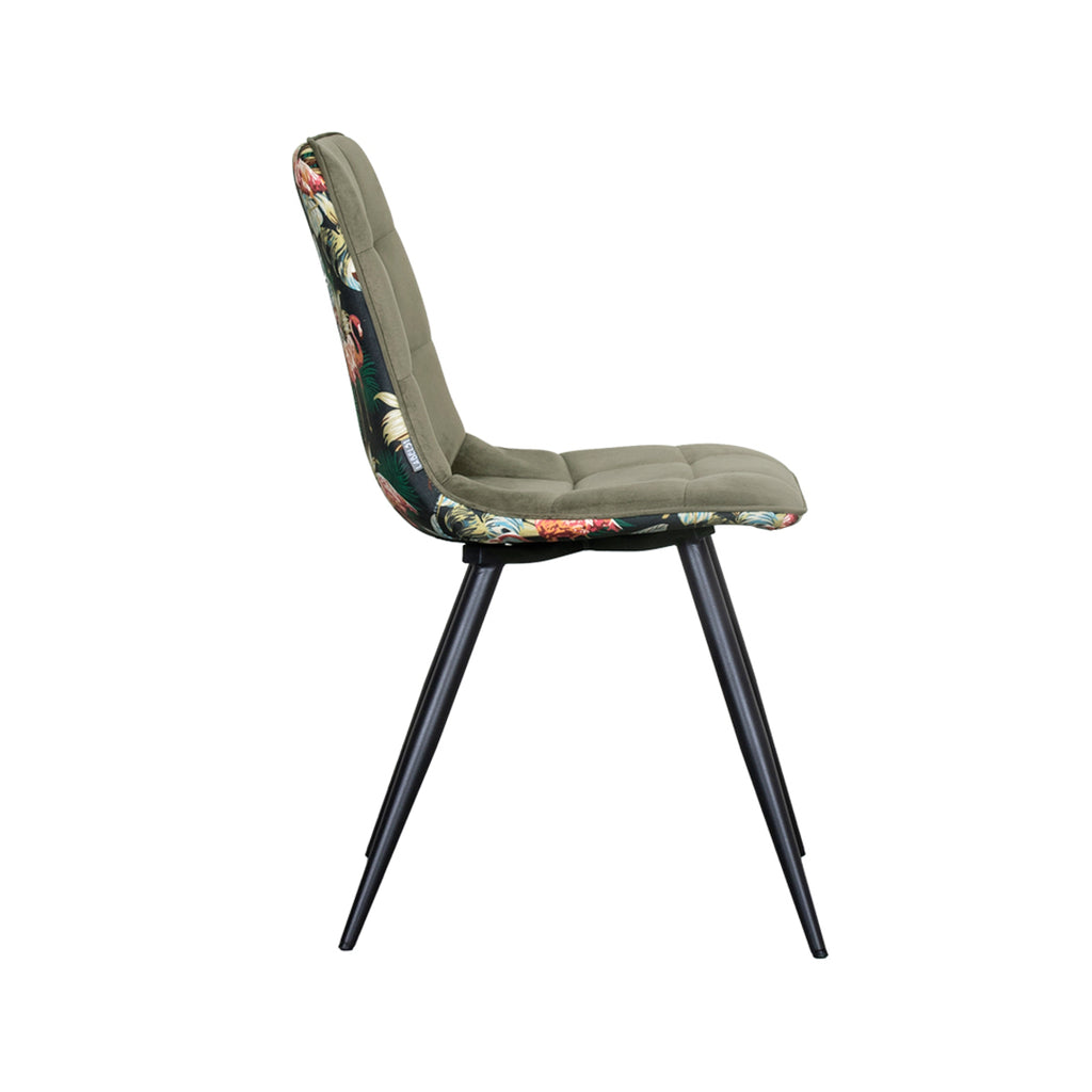 Eetkamerstoel Bistro - Hunter - Fluweel - Zwart Metalen Frame