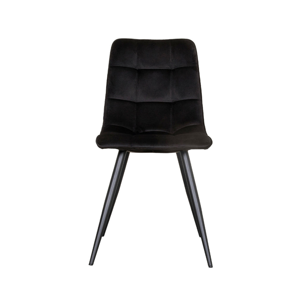 Eetkamerstoel Bistro - Zwart - Fluweel - Zwart Metalen Frame