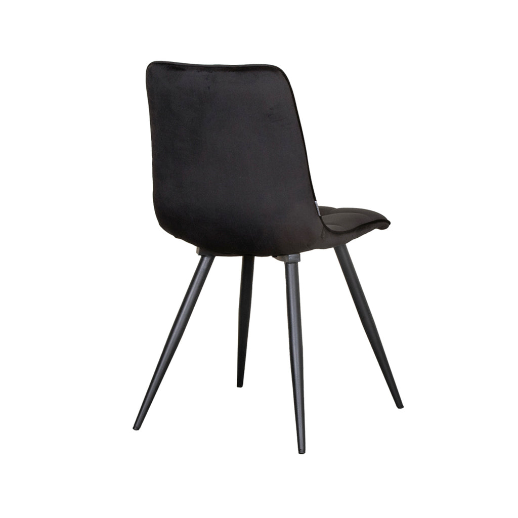 Eetkamerstoel Bistro - Zwart - Fluweel - Zwart Metalen Frame