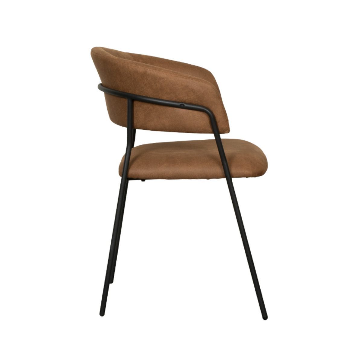 Eetkamerstoel Luuk - Cognac - Micro Suede - Zwart Metalen Frame