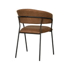Eetkamerstoel Luuk - Cognac - Micro Suede - Zwart Metalen Frame