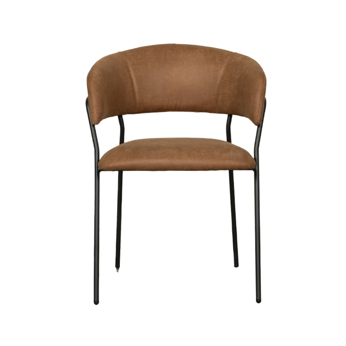 Eetkamerstoel Luuk - Cognac - Micro Suede - Zwart Metalen Frame