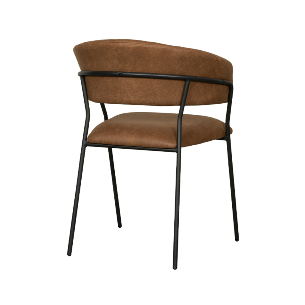 Eetkamerstoel Luuk - Cognac - Micro Suede - Zwart Metalen Frame