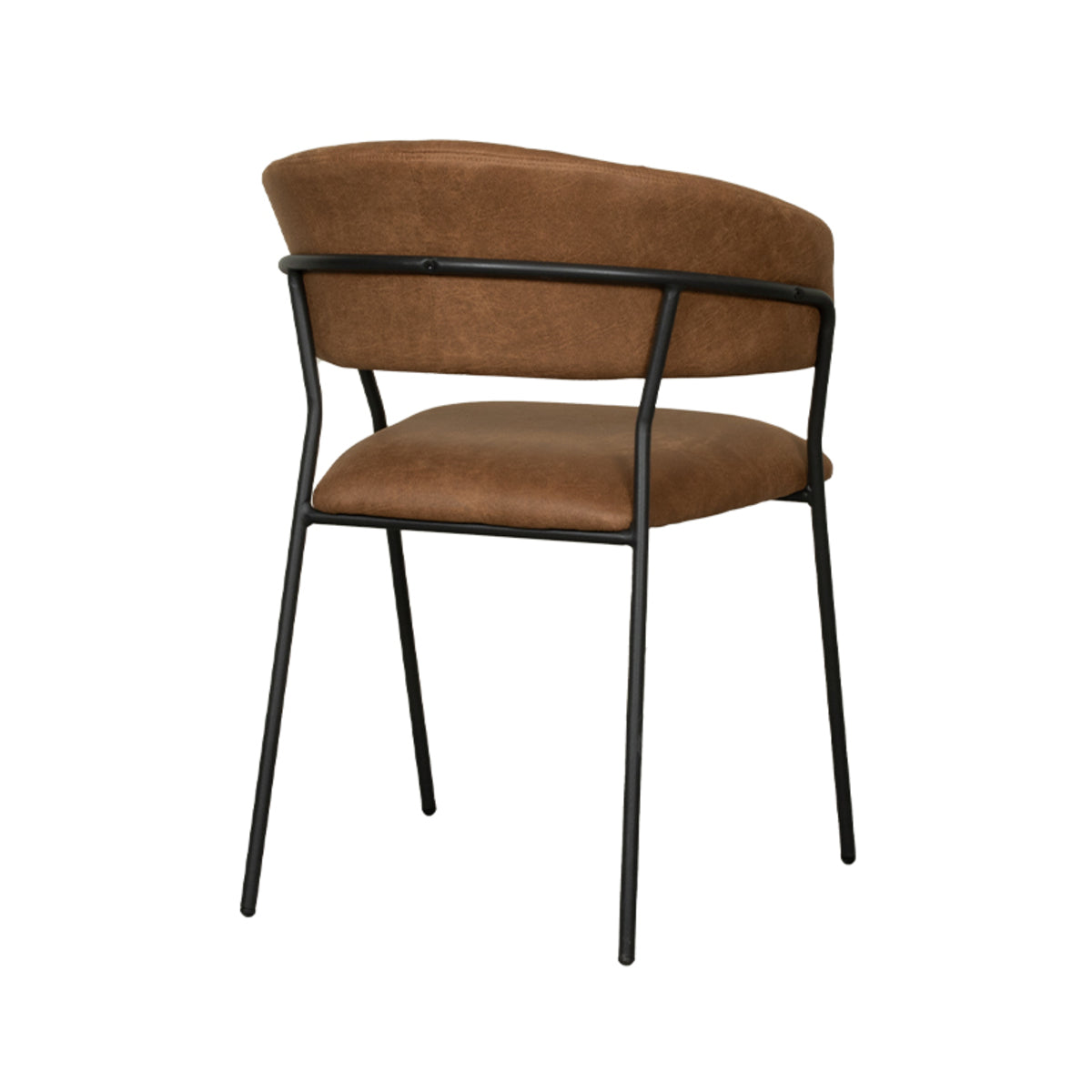 Eetkamerstoel Luuk - Cognac - Micro Suede - Zwart Metalen Frame