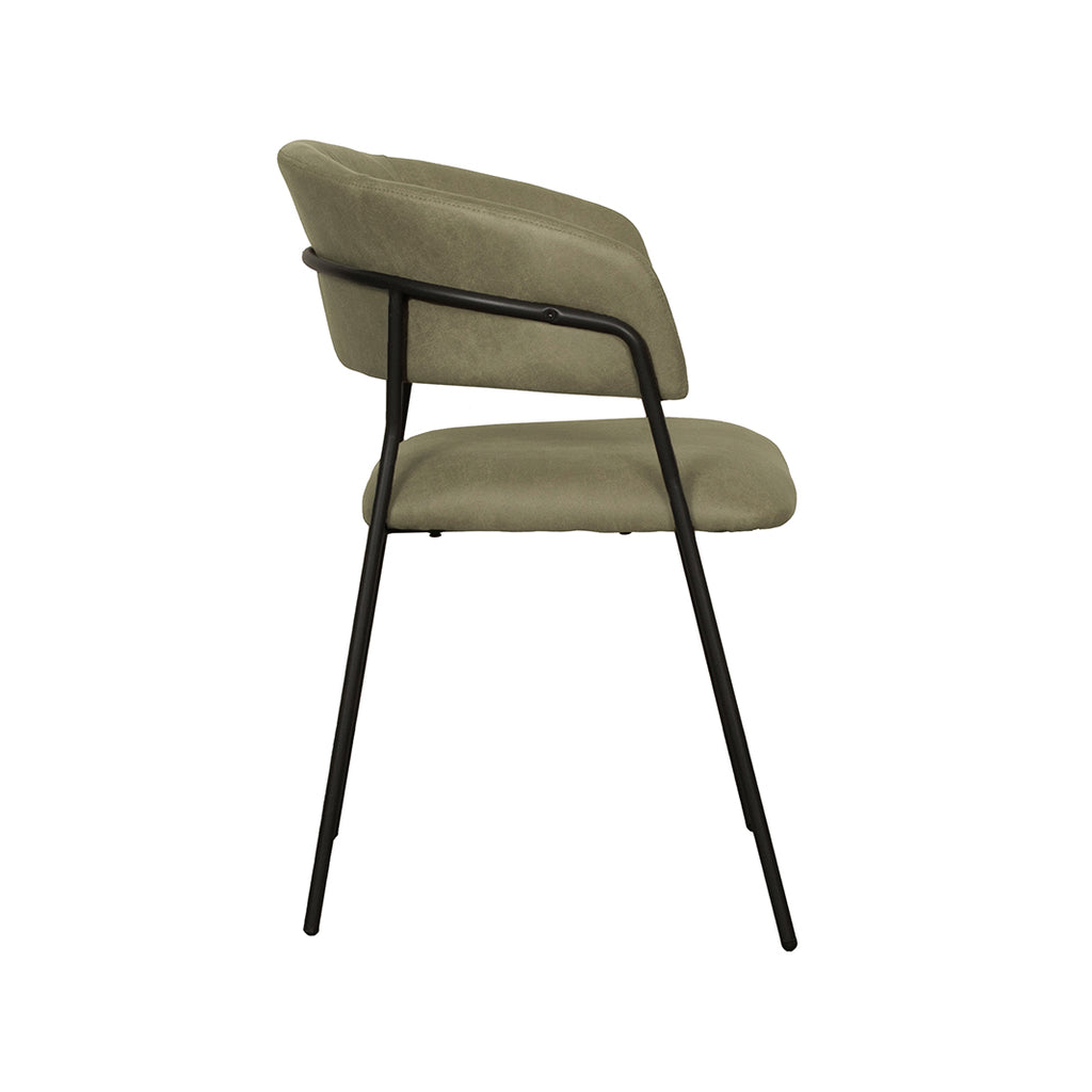 Eetkamerstoel Luuk - Moss - Micro Suede - Zwart Metalen Frame