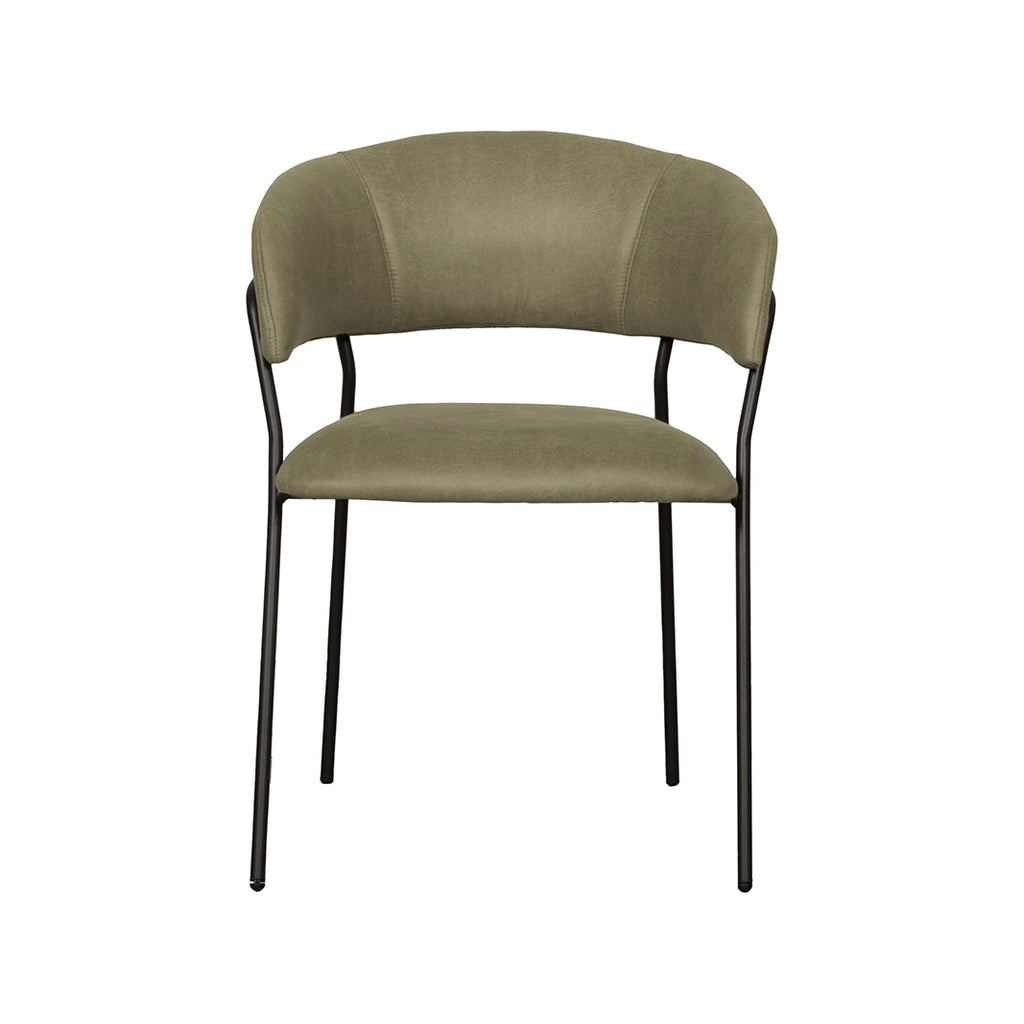 Eetkamerstoel Luuk - Moss - Micro Suede - Zwart Metalen Frame