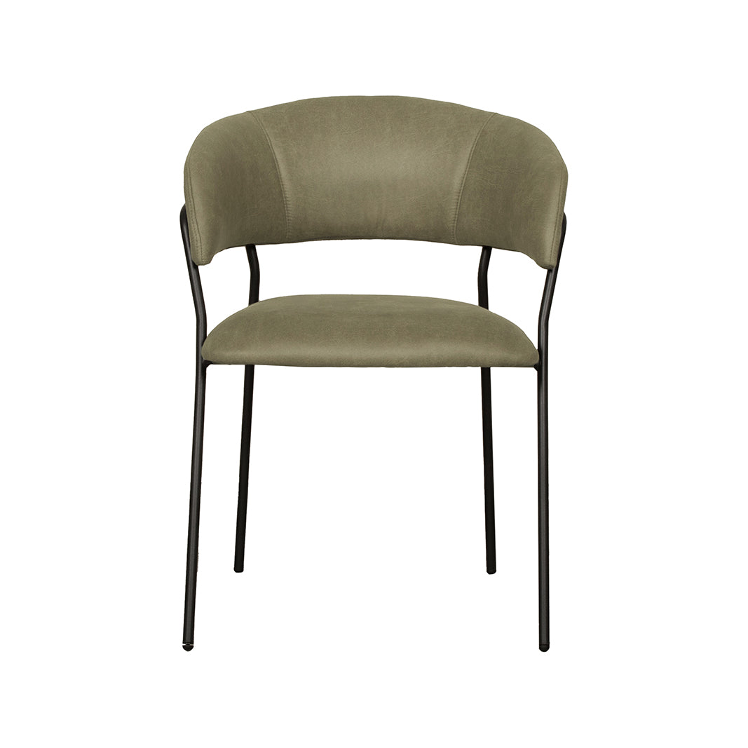 Eetkamerstoel Luuk - Moss - Micro Suede - Zwart Metalen Frame
