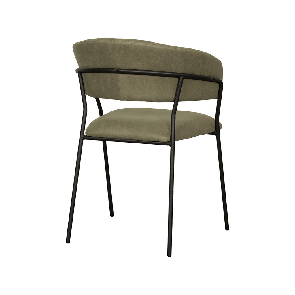 Eetkamerstoel Luuk - Moss - Micro Suede - Zwart Metalen Frame