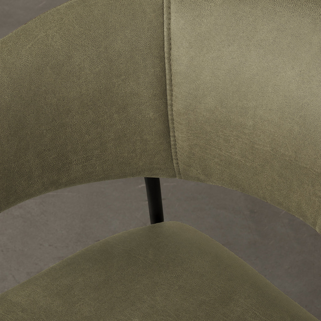 Eetkamerstoel Luuk - Moss - Micro Suede - Zwart Metalen Frame