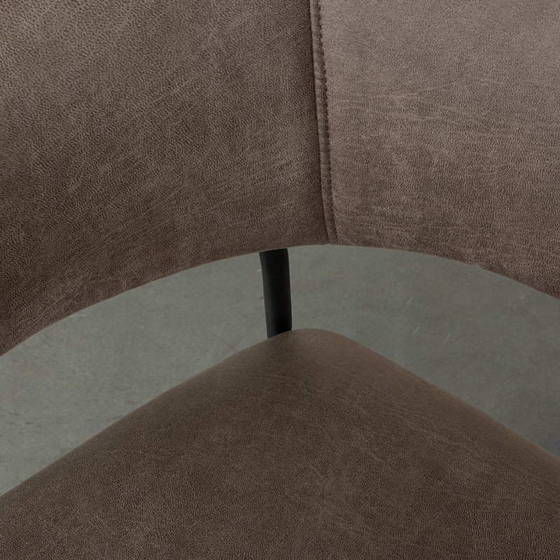 Eetkamerstoel Luuk - Taupe - Micro Suede - Zwart Metalen Frame