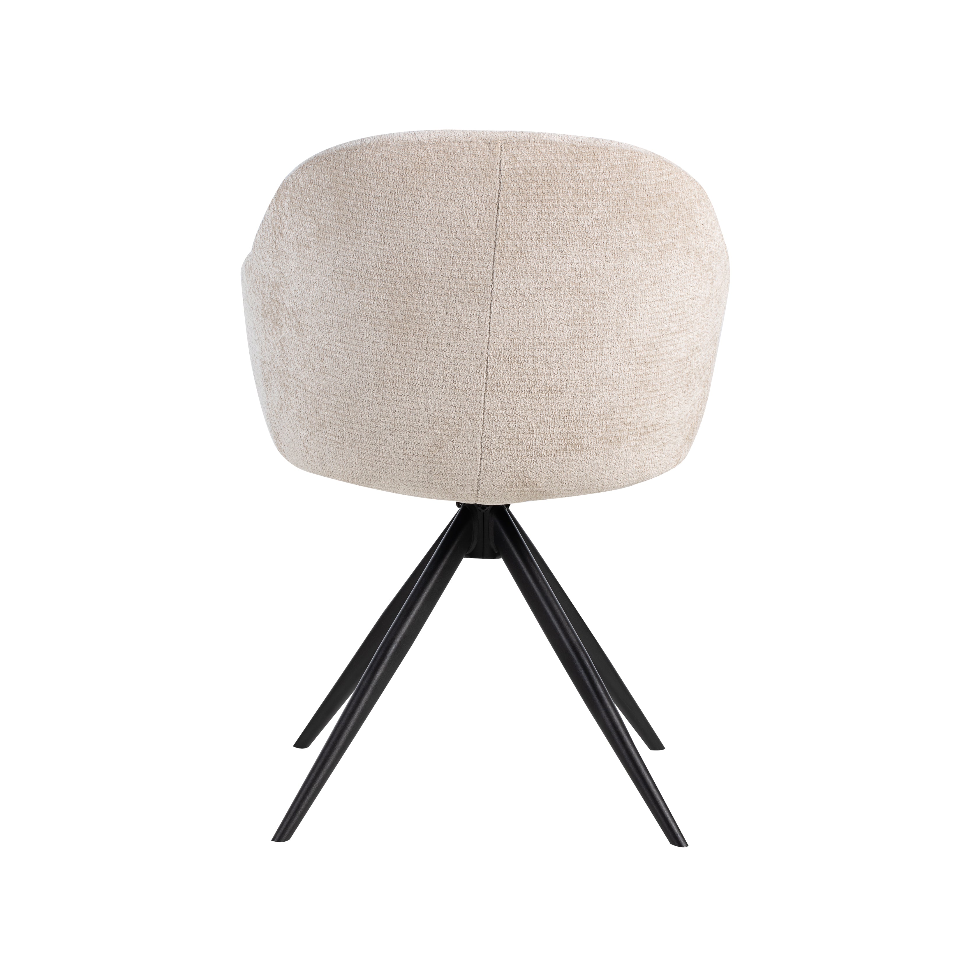 Eetkamerstoel Fiby - Naturel - Chenille - Zwart Metalen Frame