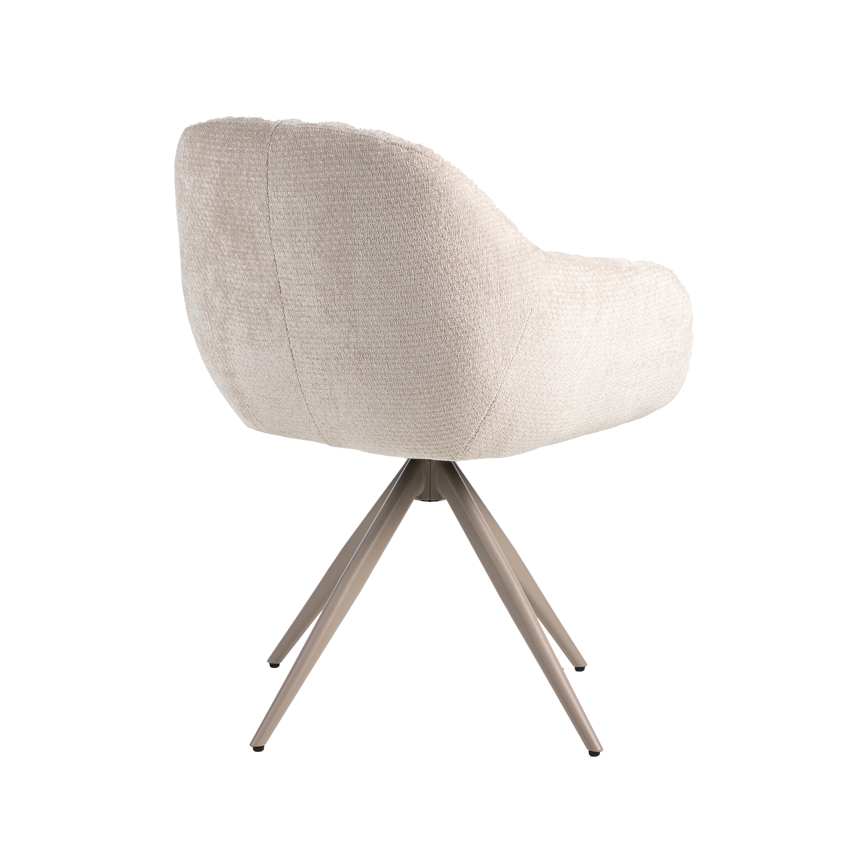 Eetkamerstoel Esma - Naturel - Chenille - Taupe Metalen Frame