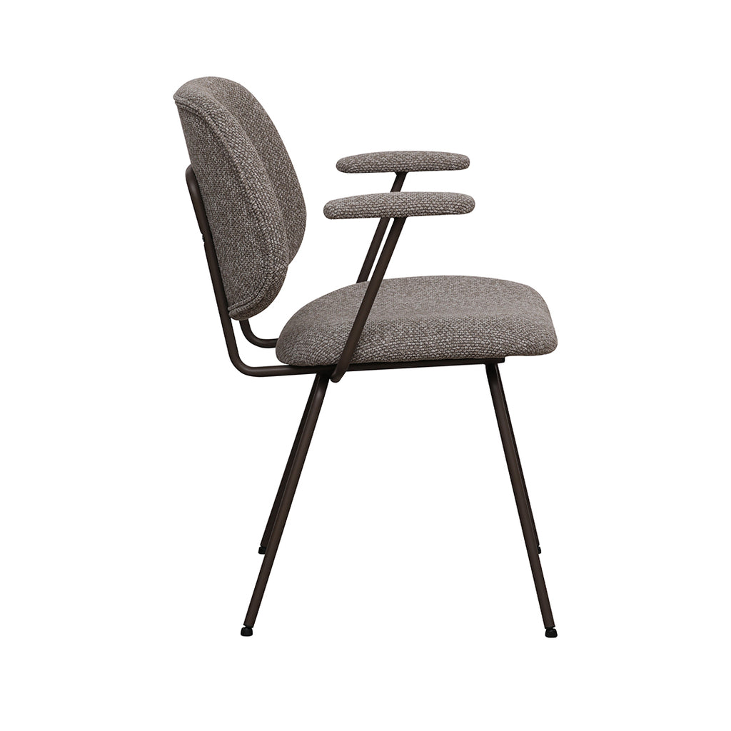 Eetkamerstoel Loreto - Mushroom - Royal Boucle - Brons Metalen Frame
