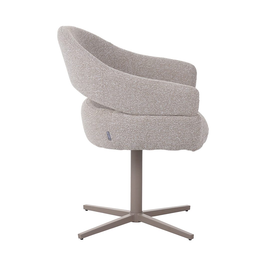 Eetkamerstoel Donna - Naturel - Royal Boucle - Taupe Metalen Frame