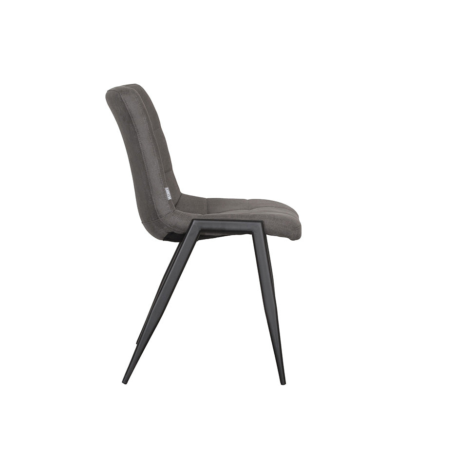 Eetkamerstoel Noor - Antraciet - Micro Suede - Zwart Metalen Frame