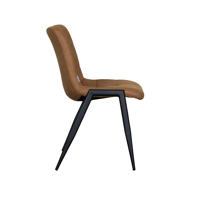 Eetkamerstoel Noor - Cognac - Kunstleder - Zwart Metalen Frame