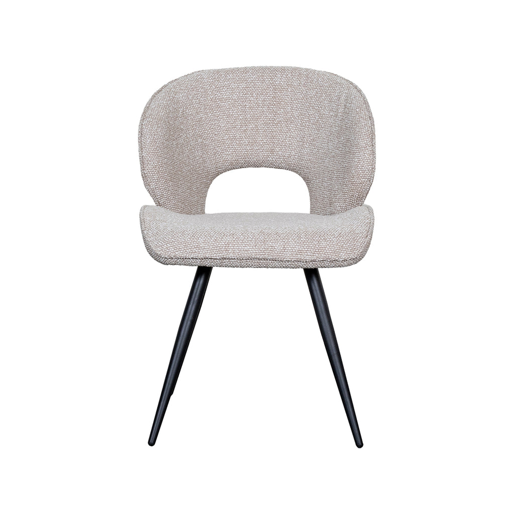 Eetkamerstoel Sakura - Naturel - Boucle - Zwart Metalen Frame