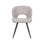 Eetkamerstoel Sakura - Naturel - Boucle - Zwart Metalen Frame