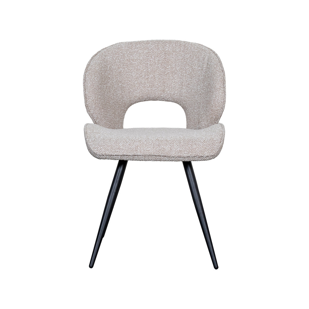 Eetkamerstoel Sakura - Naturel - Boucle - Zwart Metalen Frame