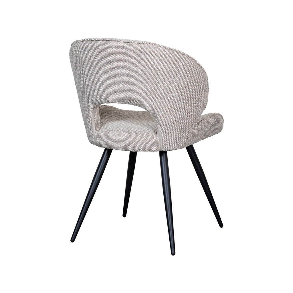 Eetkamerstoel Sakura - Naturel - Boucle - Zwart Metalen Frame