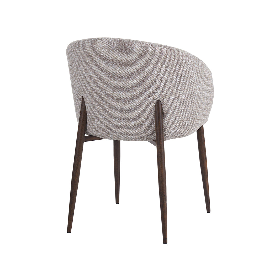 Eetkamerstoel Yuki - Naturel - Boucle - Walnoot Houten Frame