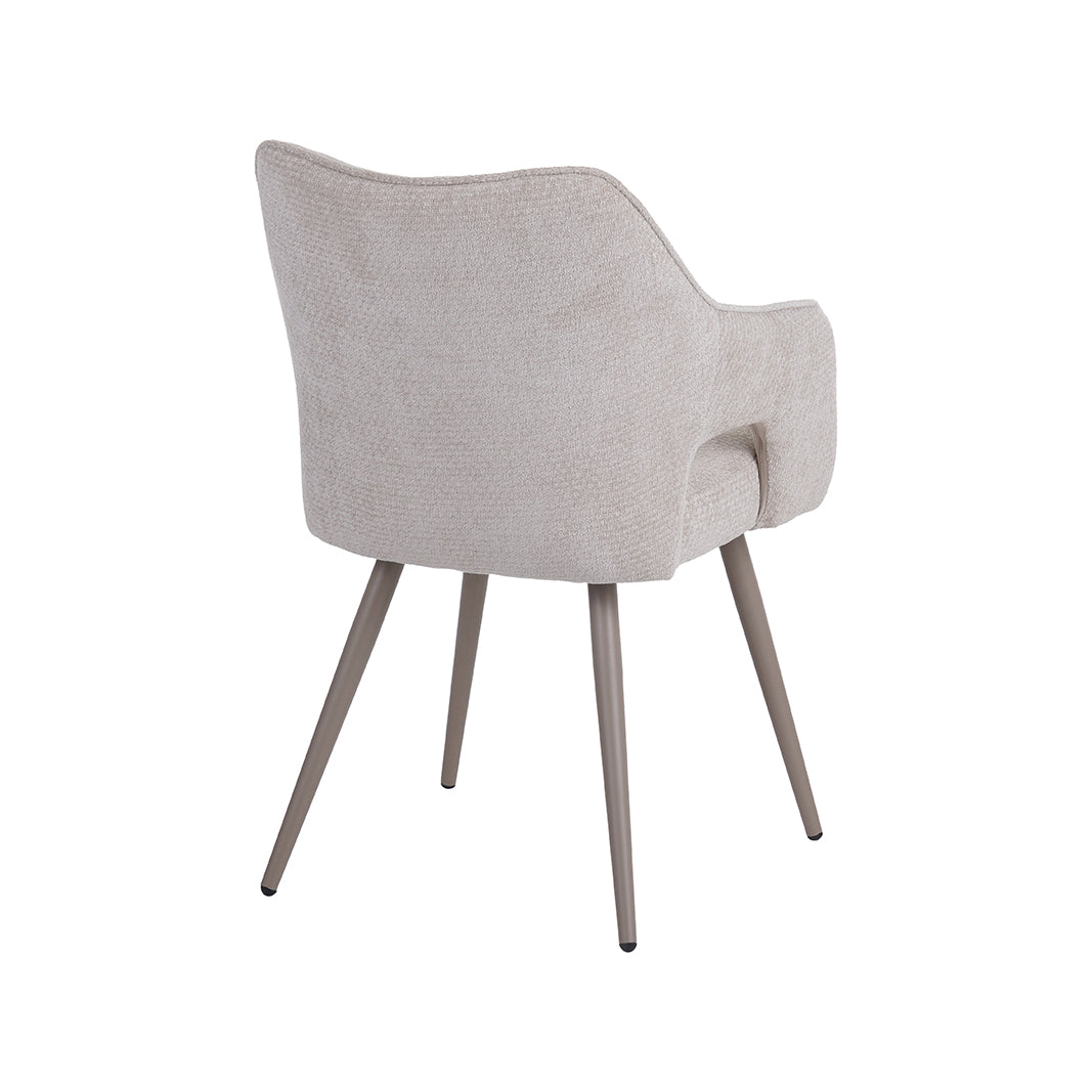 Eetkamerstoel Stan - Naturel - Chenille - Taupe Metalen Frame