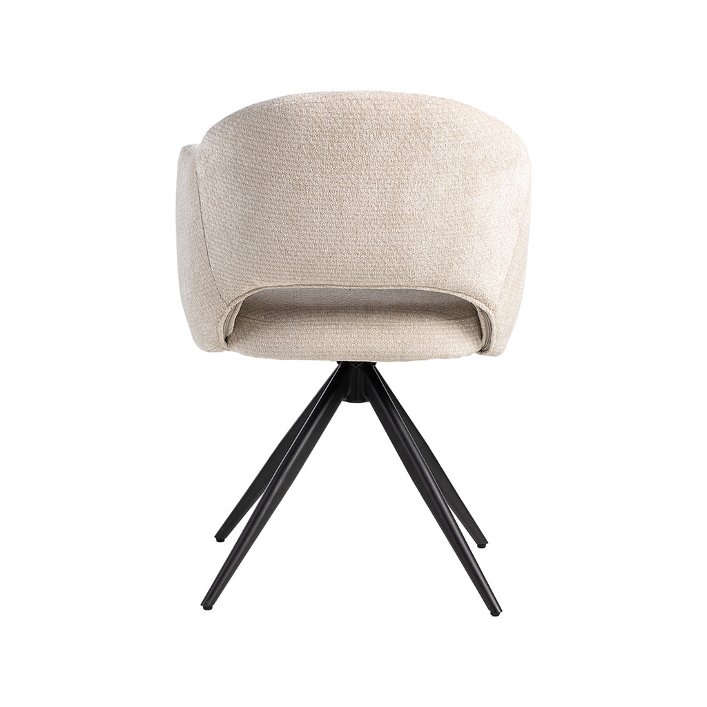 Eetkamerstoel Lela - Naturel - Elite - Zwart Metalen Frame