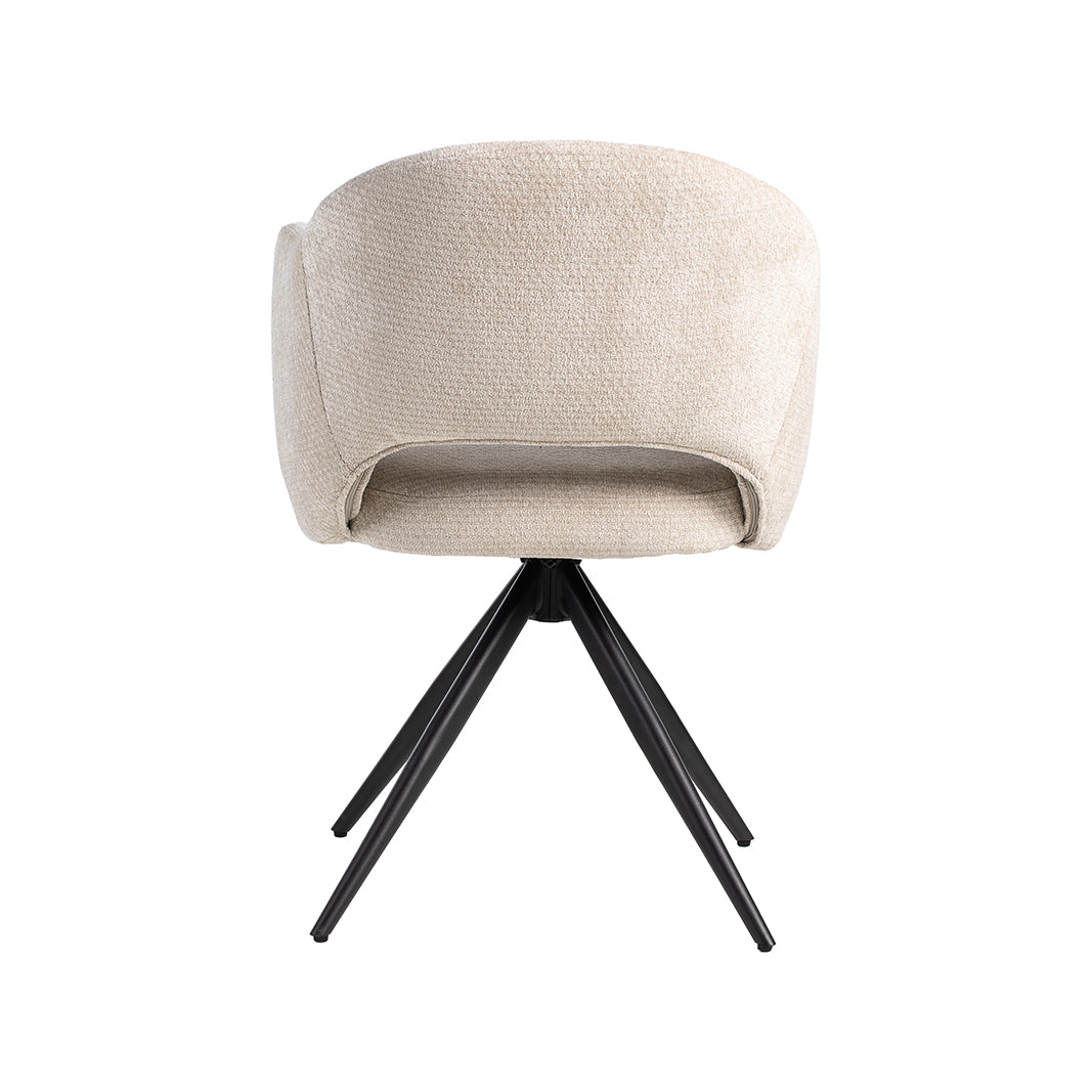 Eetkamerstoel Lela - Naturel - Elite - Zwart Metalen Frame