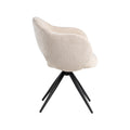 Eetkamerstoel Lela - Naturel - Chenille - Zwart Metalen Frame