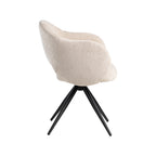 Eetkamerstoel Lela - Naturel - Chenille - Zwart Metalen Frame