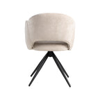 Eetkamerstoel Lela - Naturel - Chenille - Zwart Metalen Frame