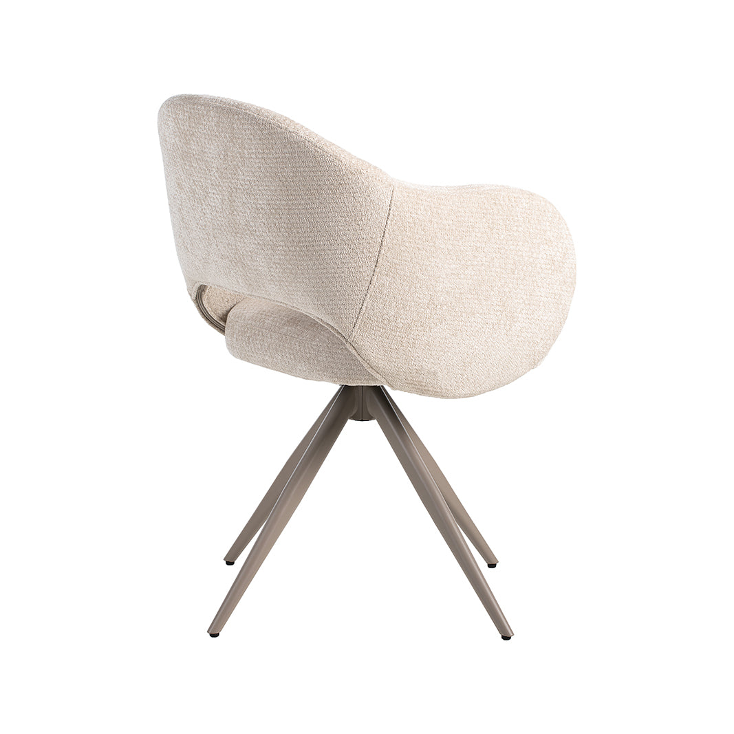 Eetkamerstoel Lela - Naturel - Elite - Taupe Metalen Frame