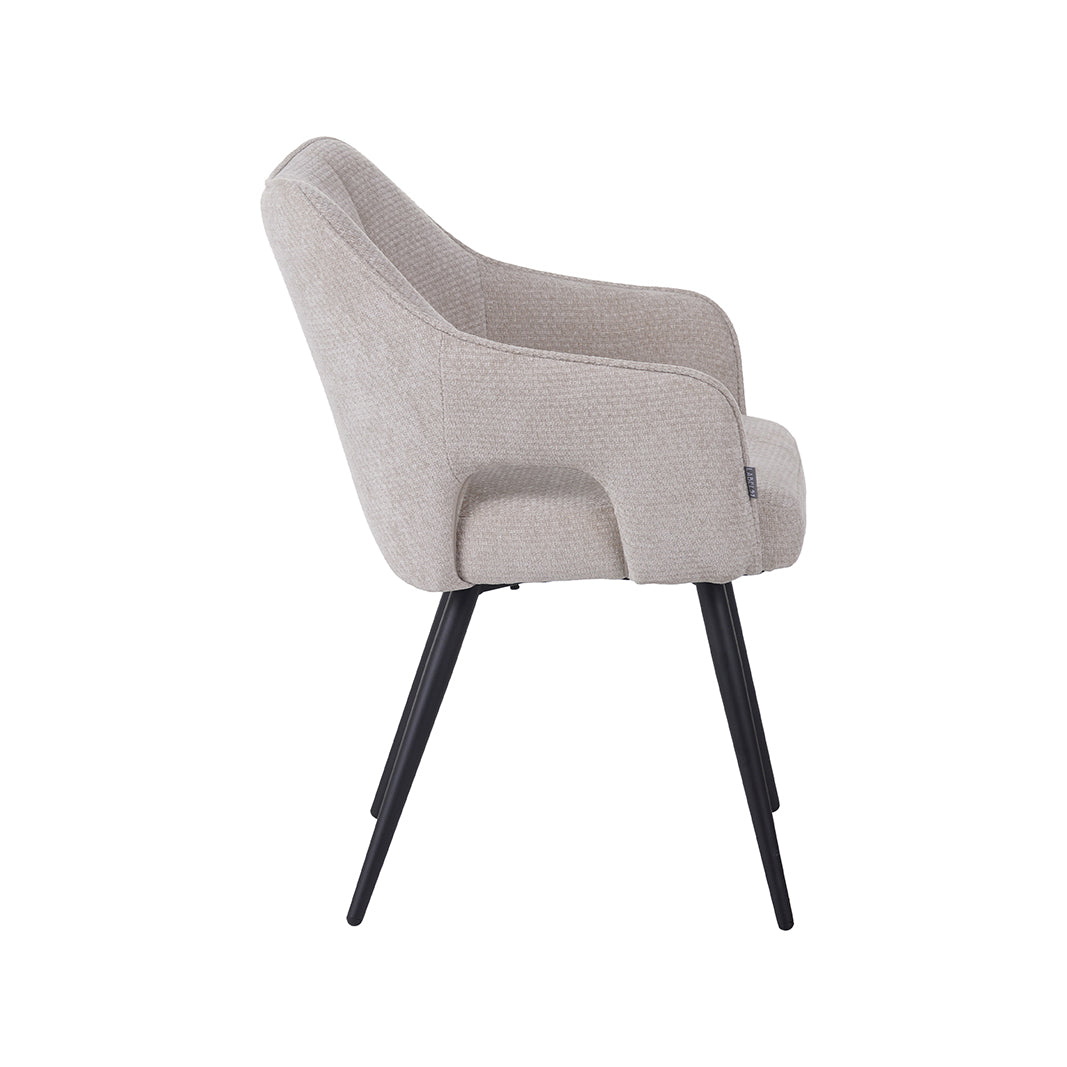 Eetkamerstoel Stan - Naturel - Elite - Zwart Metalen Frame