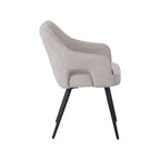 Eetkamerstoel Stan - Naturel - Chenille - Zwart Metalen Frame